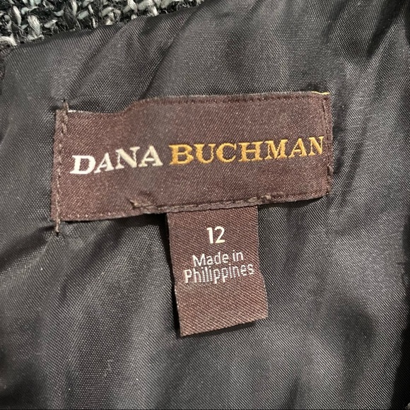 Dana Buchman Black White Tweed Zip Up Career Sheath Dress - Picture 5 of 6